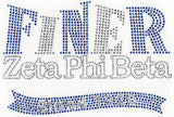 Zeta Phi Beta Finer Since 1920 Rhinestone Heat Transfer [Blue/Silver]