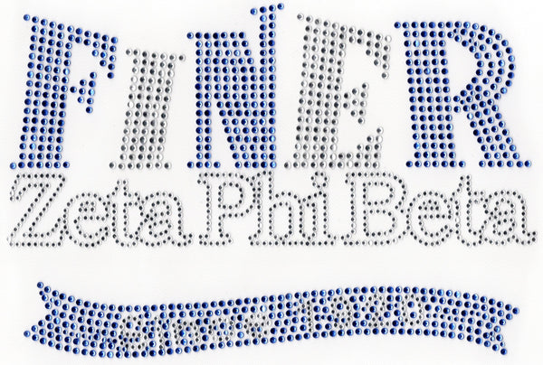 Zeta Phi Beta Finer Since 1920 Rhinestone Heat Transfer [Blue/Silver]