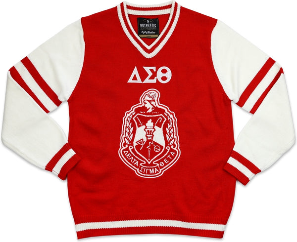 Big Boy Delta Sigma Theta Divine 9 S4 Ladies V-Neck Sweater [Red]