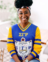 Big Boy Sigma Gamma Rho Divine 9 S4 Ladies V-Neck Sweater [Royal Blue]