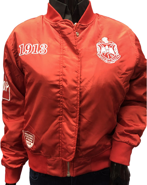 Buffalo Dallas Delta Sigma Theta Bomber Flight Jacket [Red]
