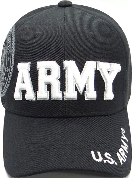 Army Block Text Shadow Mens Cap [Baseball Cap - Black]