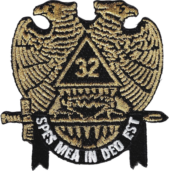 Scottish Rite 32nd Degree Wings Down Iron-On Patch [Gold]