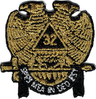 Scottish Rite 32nd Degree Wings Down Iron-On Patch [Gold]