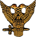 Scottish Rite 32nd Degree Wings Up Iron-On Patch [Gold]