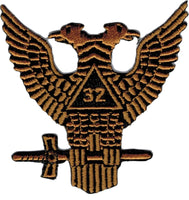 Scottish Rite 32nd Degree Wings Up Iron-On Patch [Gold]
