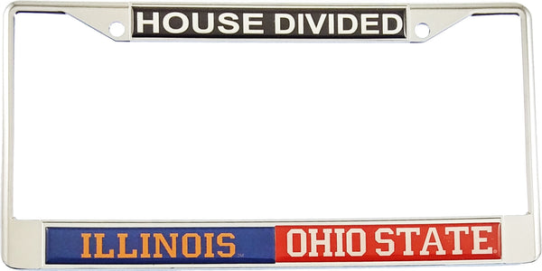 Illinois + Ohio State House Divided Split License Plate Frame [Silver]