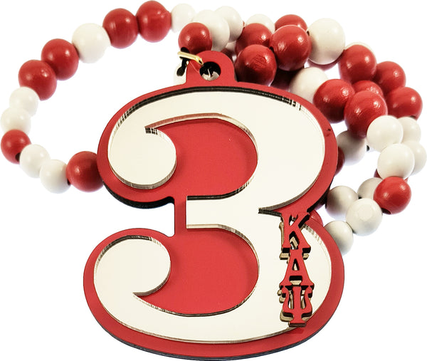 Kappa Alpha Psi Wood Color Bead Tiki Line #3 Medallion [Red/White]