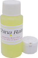 China Rain Scented Body Oil Fragrance [Gold - 1 oz. - HDPE Plastic - Flip Cap]