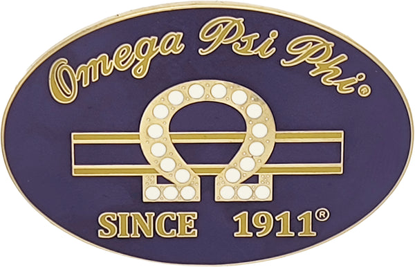 Omega Psi Phi Que Since 1911 Oval Lapel Pin [Gold]