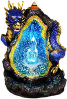 Blue Dragon With Crystals Backflow Cone Burner [Multi-Colored]