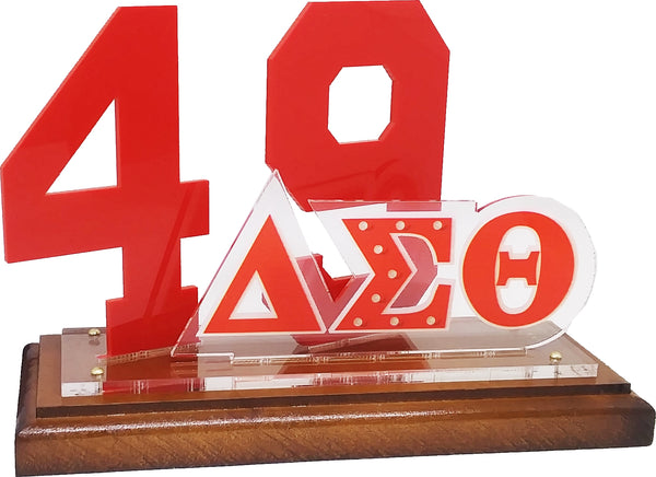 Delta Sigma Theta Acrylic Desktop Line #49 With Wooden Base [Brown]