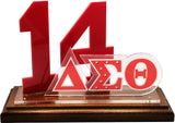 Delta Sigma Theta Acrylic Desktop Line #14 With Wooden Base [Brown]
