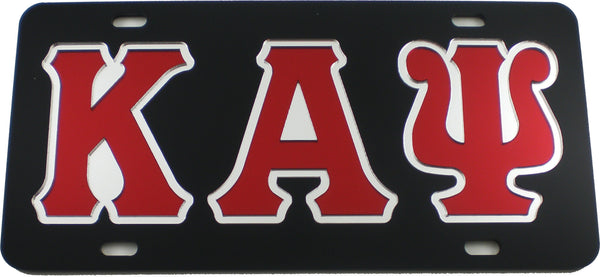 Kappa Alpha Psi Outlined Color Mirror License Plate [Black/Red/Silver]