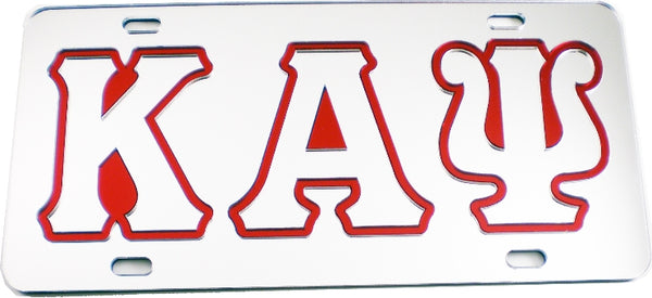 Kappa Alpha Psi Outlined Color Mirror License Plate [Silver/Silver/Red]