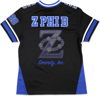 Big Boy Zeta Phi Beta Divine 9 Rhinestud S13 Ladies Football Jersey [Black]
