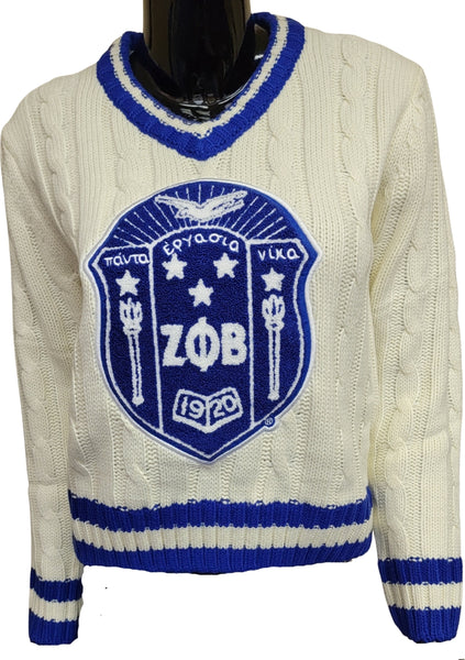 Buffalo Dallas Zeta Phi Beta V-Neck Sweater [Alabaster]