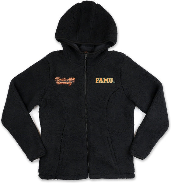 Big Boy Florida A&M Rattlers Sherpa Zip Up Ladies Hoodie [Black]