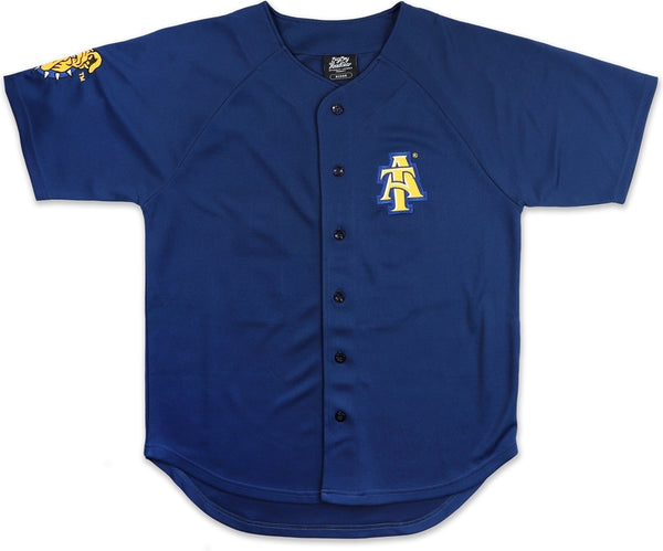 Big Boy North Carolina A&T Aggies Mens Baseball Jersey [Navy Blue]