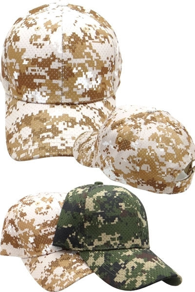 Plain Camouflage Jersey Mesh Mens Cap [Baseball Cap - Brown]