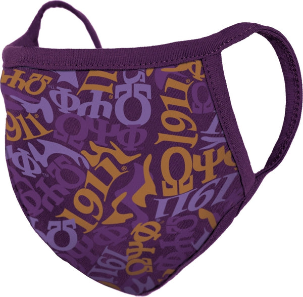 Big Boy Omega Psi Phi Divine 9 S3 Printed Face Mask w/Filter Pocket [Purple]