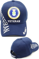 Air Force Emblem Veteran Shadow Text Mens Cap [Navy Blue - Adjustable Size - Baseball Cap]