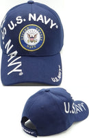 U.S. Navy Emblem Shadow Text Mens Cap [Baseball Cap - Navy Blue]
