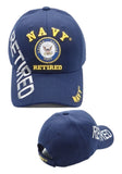 Navy Emblem Retired Shadow Text Mens Cap [Baseball Cap - Navy Blue]