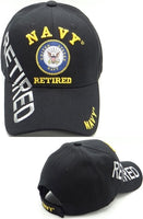 Navy Emblem Retired Shadow Text Mens Cap [Baseball Cap - Black]