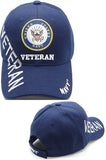 Navy Emblem Veteran Shadow Text Mens Cap [Baseball Cap - Navy Blue]