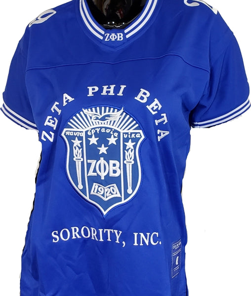 Buffalo Dallas Zeta Phi Beta Crest Football Jersey [Blue]