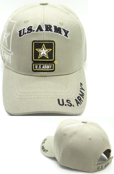 U.S. Army Star Arch Text Shadow Mens Cap [Baseball Cap - Beige]