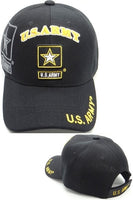 U.S. Army Star Arch Text Shadow Mens Cap [Black - Adjustable Size - Baseball Cap]