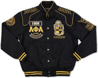 Big Boy Alpha Phi Alpha Divine 9 S10 Mens Twill Racing Jacket [Black]