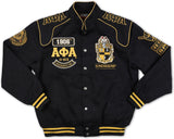 Big Boy Alpha Phi Alpha Divine 9 S10 Mens Twill Racing Jacket [Black]