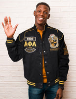 Big Boy Alpha Phi Alpha Divine 9 S10 Mens Twill Racing Jacket [Black]