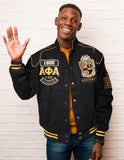 Big Boy Alpha Phi Alpha Divine 9 S10 Mens Twill Racing Jacket [Black]