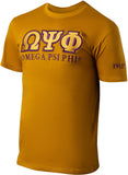 Omega Psi Phi Luxury Embroidered Mens Tee [Old Gold]