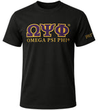 Omega Psi Phi Luxury Embroidered Mens Tee [Black]