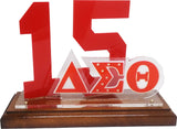 Delta Sigma Theta Acrylic Desktop Line #15 With Wooden Base [Brown]