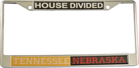 Tennessee + Nebraska House Divided Split License Plate Frame [Silver]