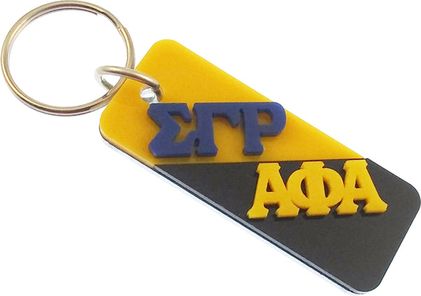 Sigma Gamma Rho + Alpha Phi Alpha Two Group Split Key Chain [Gold/Black]