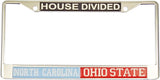 North Carolina + Ohio State House Divided Split License Plate Frame [Silver]