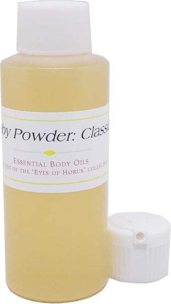 Baby Powder: Classic Scented Body Oil Fragrance [Light Gold - 2 oz. - HDPE Plastic - Flip Cap]