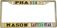 Mason - PHA + Eastern Star Split License Plate Frame [Silver Standard Frame - Gold/Black/Silver]