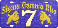 Sigma Gamma Rho Printed Line #7 License Plate [Blue]