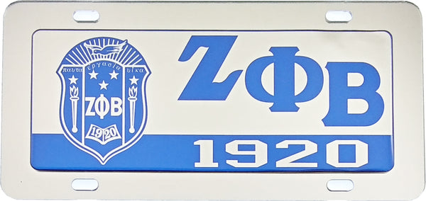 Zeta Phi Beta Domed Crest Tag License Plate [Silver]