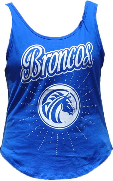 Big Boy Fayetteville State Broncos Rhinestone Ladies Tank Top [Royal Blue]