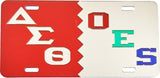 Delta Sigma Theta + Eastern Star Split Mirror License Plate [Red/Silver/Silver]