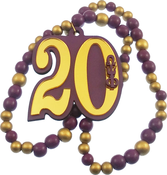 Omega Psi Phi Wood Color Bead Tiki Line #20 Medallion [Purple/Gold]
